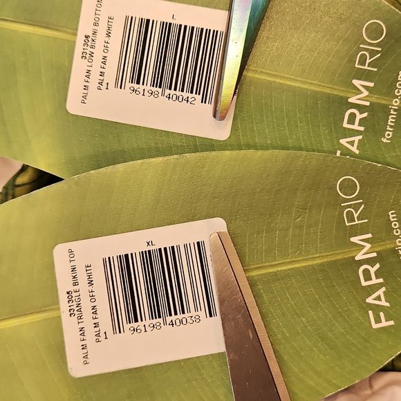 💕FARM RIO Palm Fan Bikini Set Triangle Bikini Top + Low Bikini Bottom XL/L NWT - Picture 13 of 14